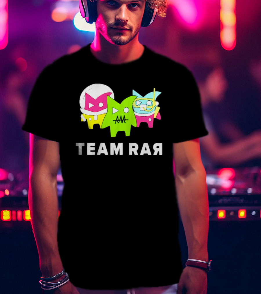 Team RAR Colorful Cartoon Graffiti Characters T-Shirt