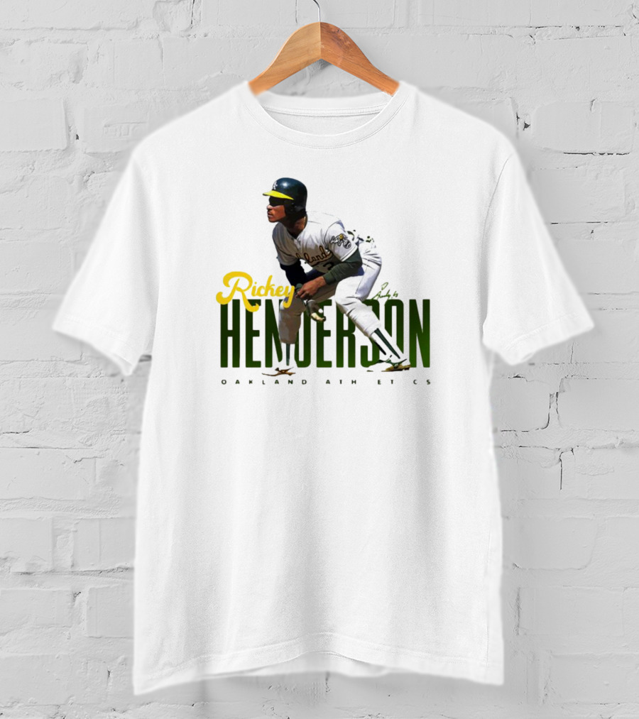 Rickey Henderson Oakland Athletics Vintage Signature T-Shirt