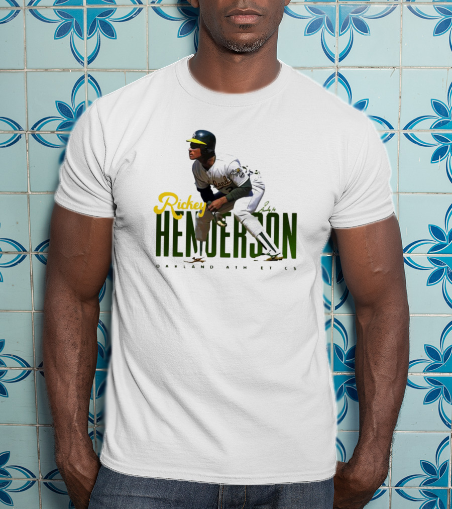 Rickey Henderson Oakland Athletics Vintage Signature T-Shirt