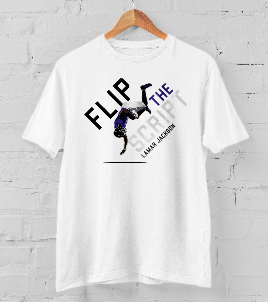 Flip The Script Lamar Jackson 08 Player Action T-Shirt