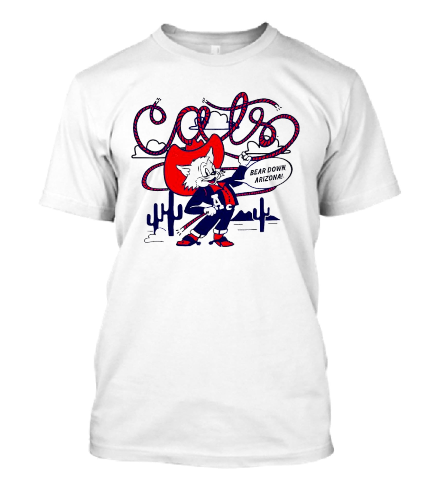 Arizona Cats Bear Down Wild West Lasso Cactus Cowboy T-Shirt