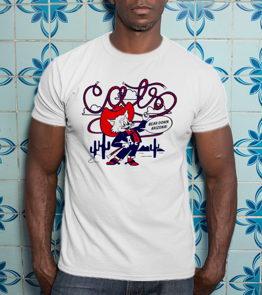 Arizona Cats Bear Down Wild West Lasso Cactus Cowboy T-Shirt