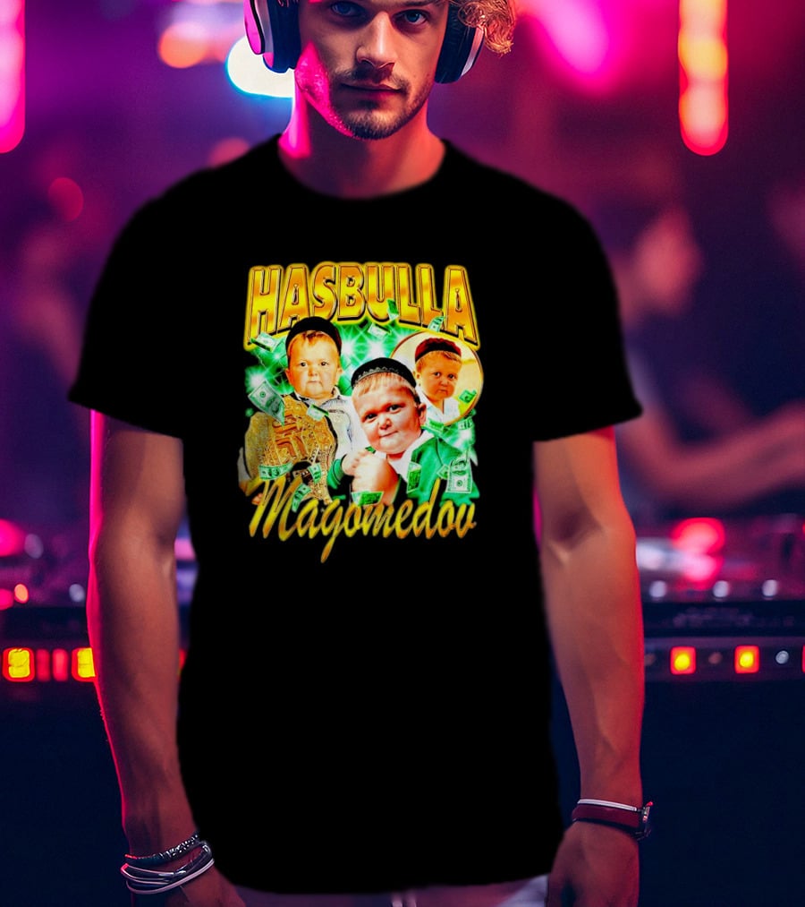 Hasbulla Magomedov Money Collage With Belt And Face Expressions T-Shirt