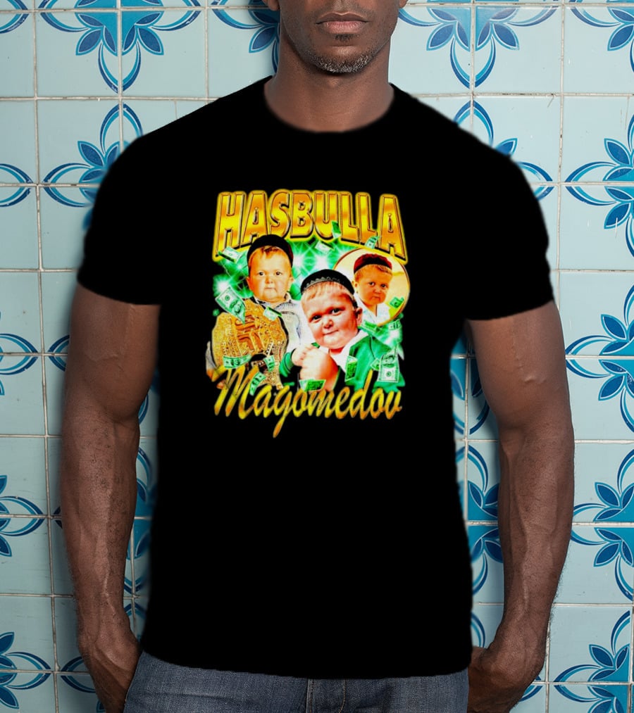 Hasbulla Magomedov Money Collage With Belt And Face Expressions T-Shirt