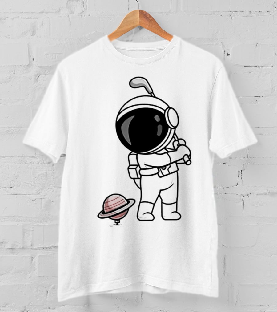 Hip Hop Astronaut Playing Golf With Saturn Chibi T-Shirt