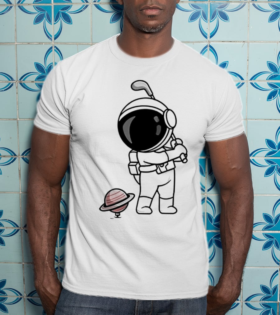 Hip Hop Astronaut Playing Golf With Saturn Chibi T-Shirt