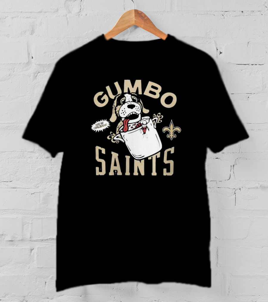 Gumbo Saints New Orleans Fleur-de-Lis Dog Crawfish Gotcha T-Shirt