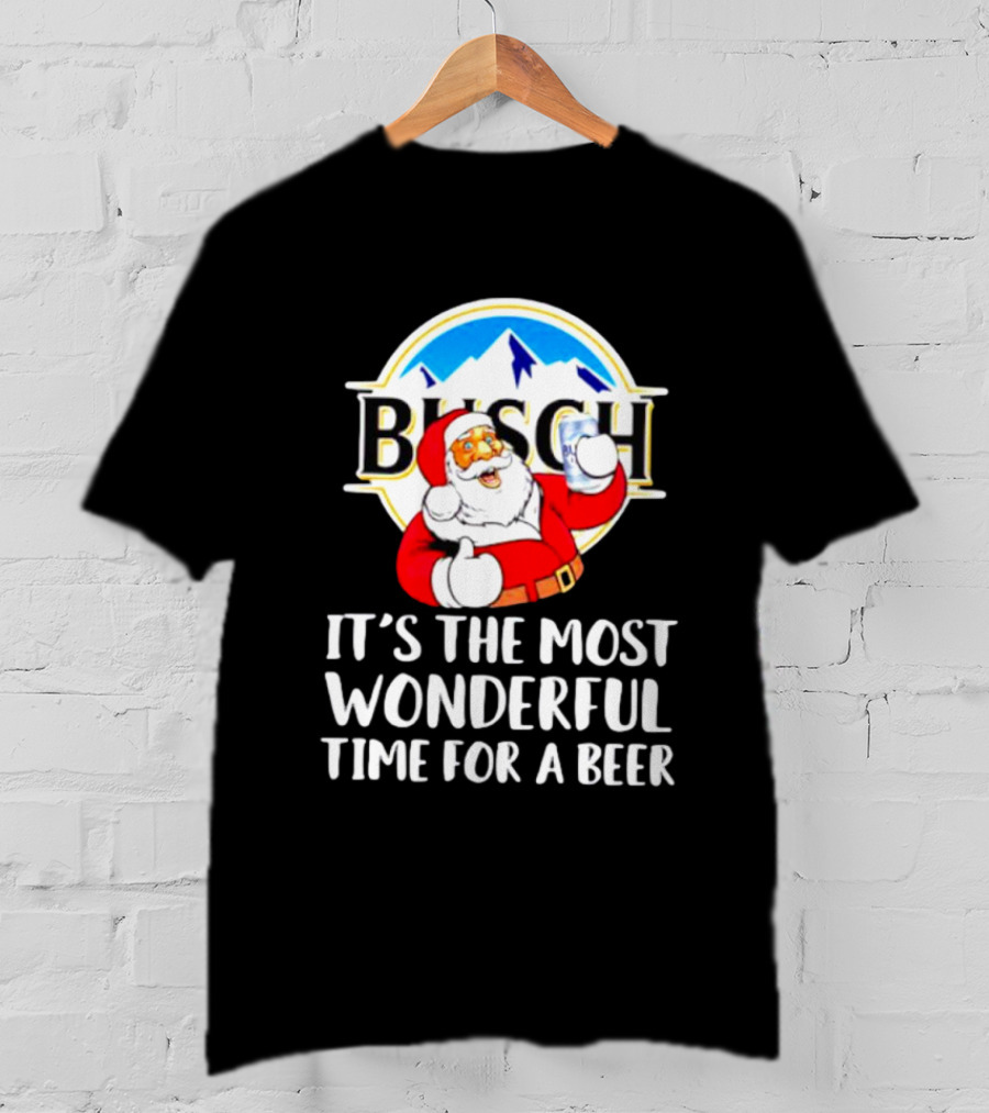 Busch Light Santa It's The Most Wonderful Time For A Beer Christmas T-Shirt