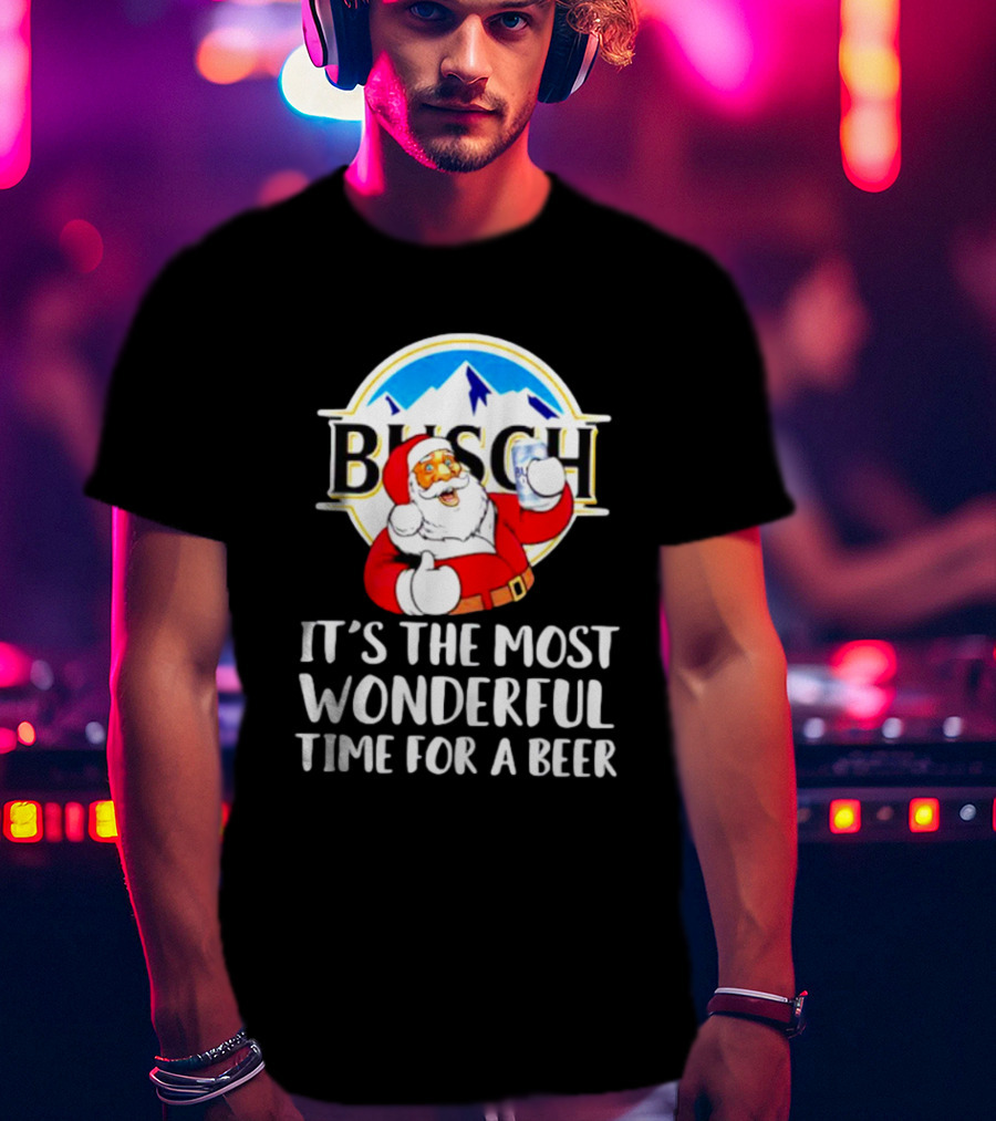 Busch Light Santa It's The Most Wonderful Time For A Beer Christmas T-Shirt
