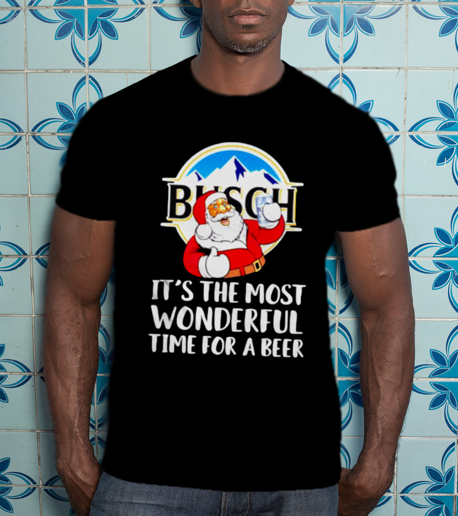 Busch Light Santa It's The Most Wonderful Time For A Beer Christmas T-Shirt
