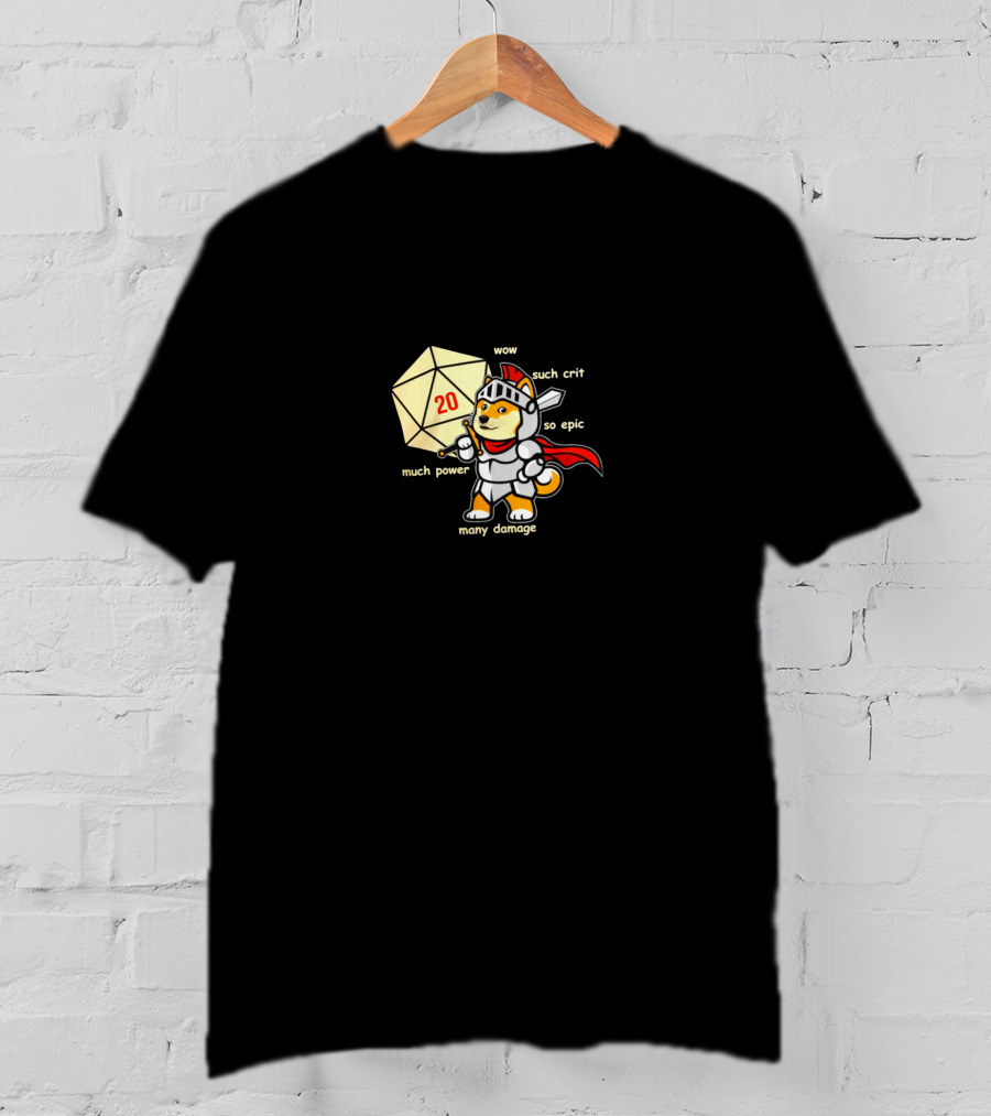 Doge Knight With D20 Much Power Many Damage Wow Such Crit So Epic T-Shirt