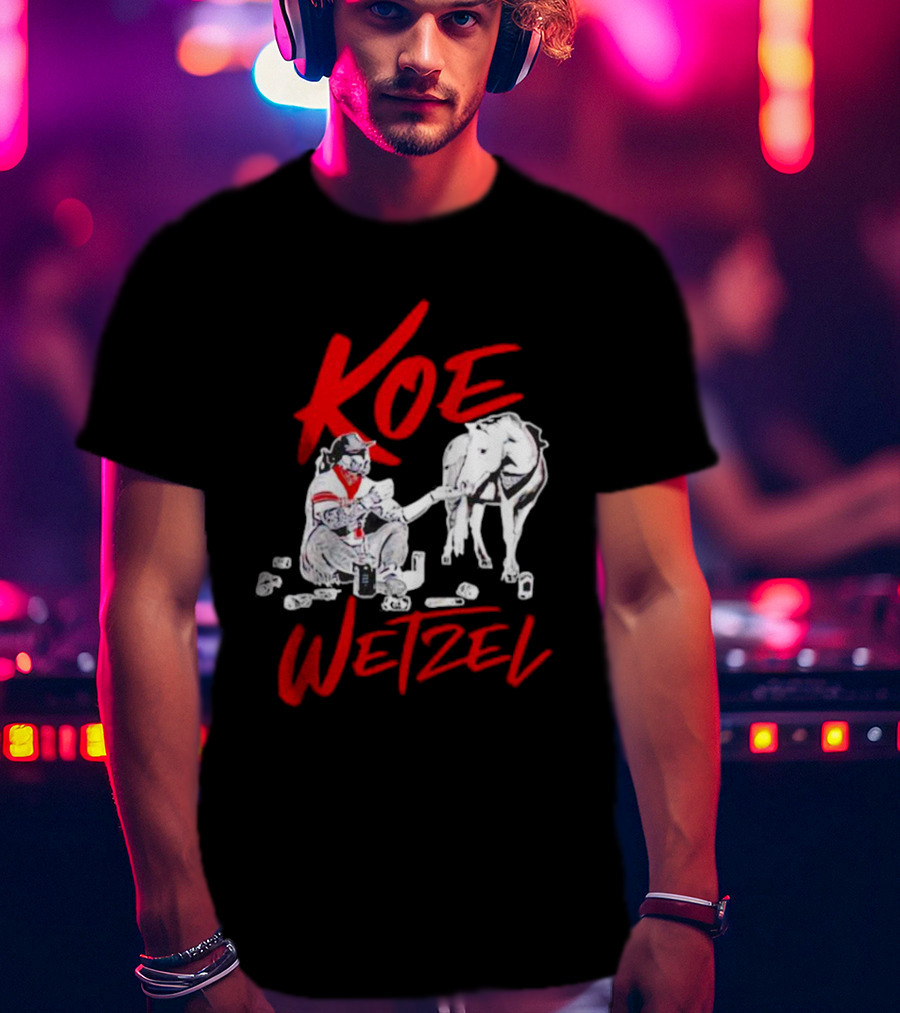 Koe Wetzel Feeding Horse Surrounded By Cans T-Shirt