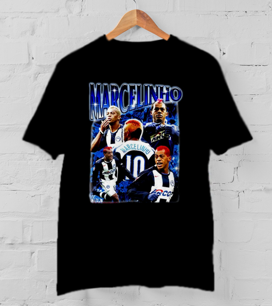 MARCELINHO 10 Football Soccer Player Inspiring Blue Dynamic Action Portraits T-Shirt