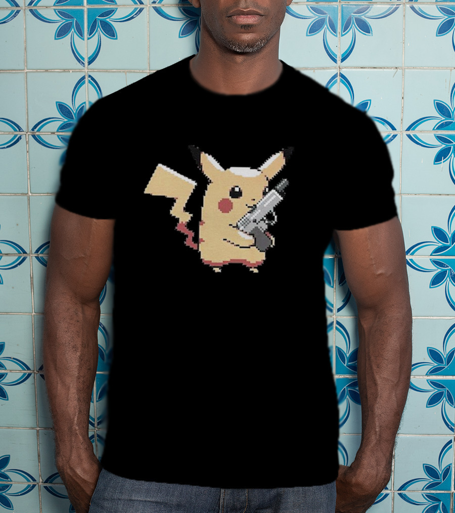 Pikachu Gun Pixelated T-Shirt