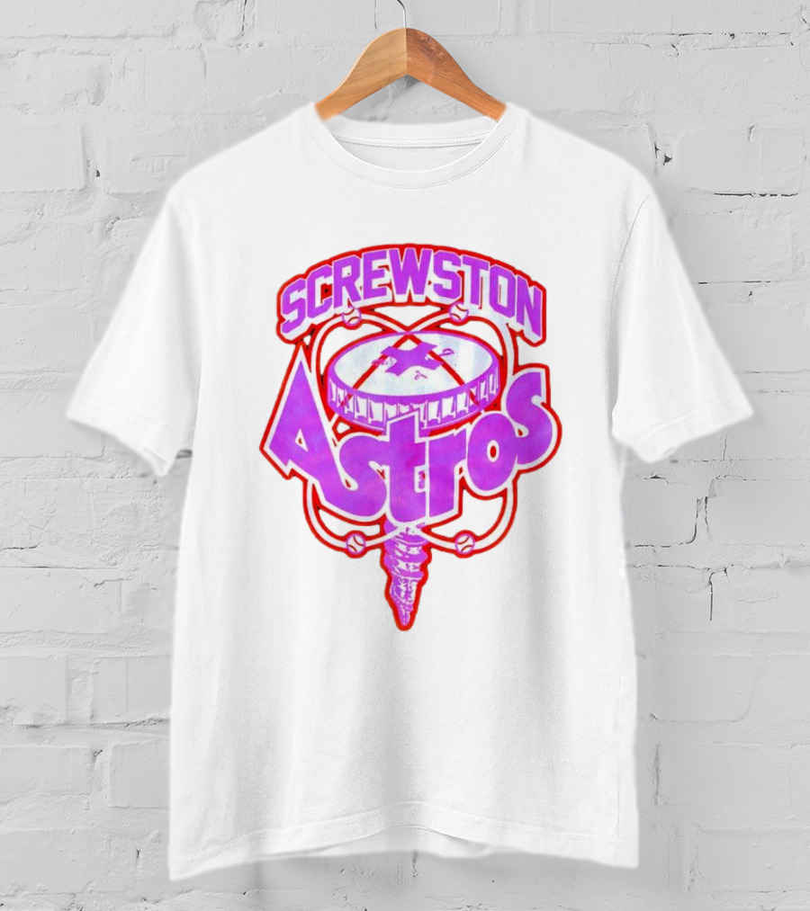 Screwston Astros Purple Neon Baseball Logo Houston Rap Culture T-Shirt