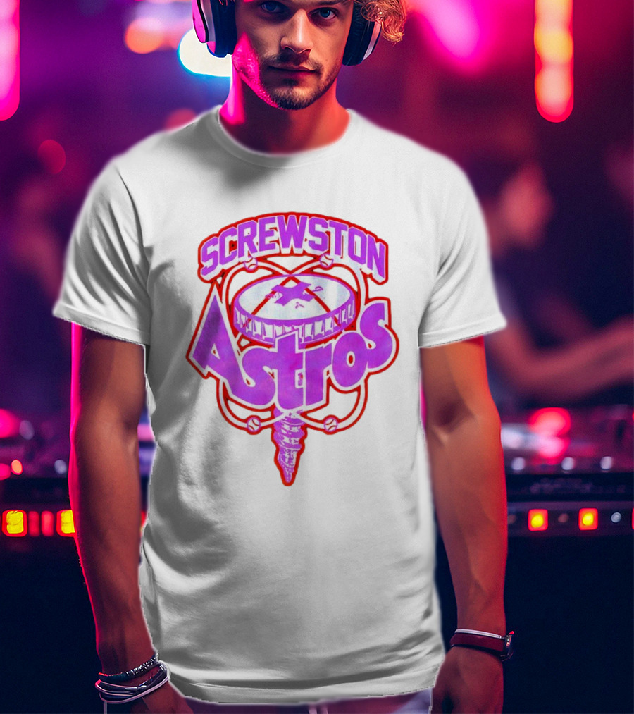 Screwston Astros Purple Neon Baseball Logo Houston Rap Culture T-Shirt
