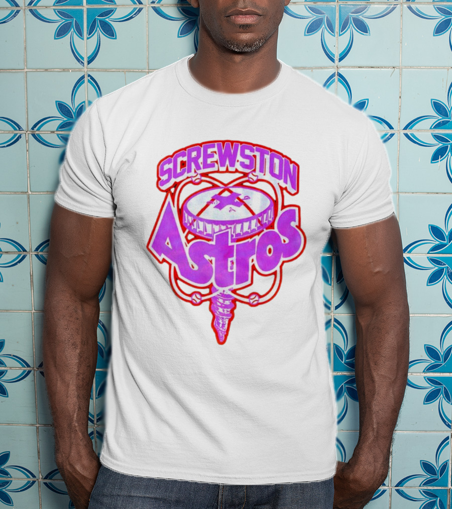 Screwston Astros Purple Neon Baseball Logo Houston Rap Culture T-Shirt