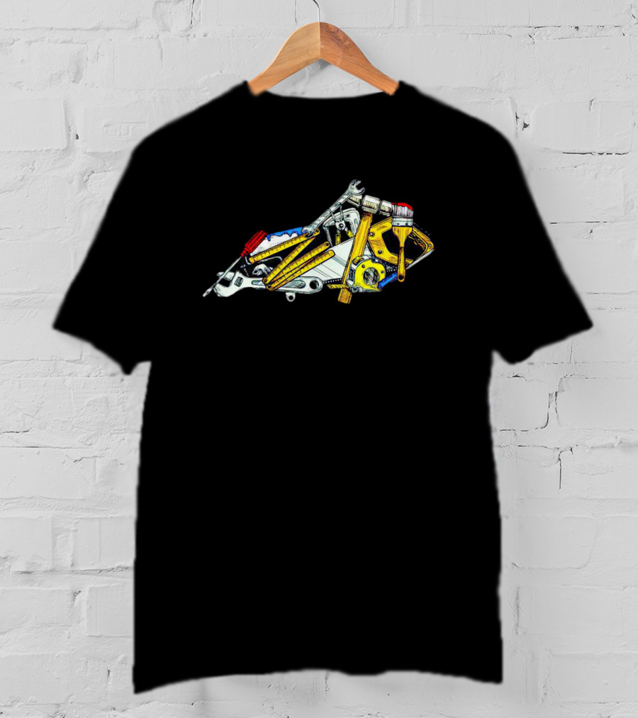 The Tool Time Kentucky Motorcycle Craftsmanship Art With Wrenches And Paintbrushes T-Shirt