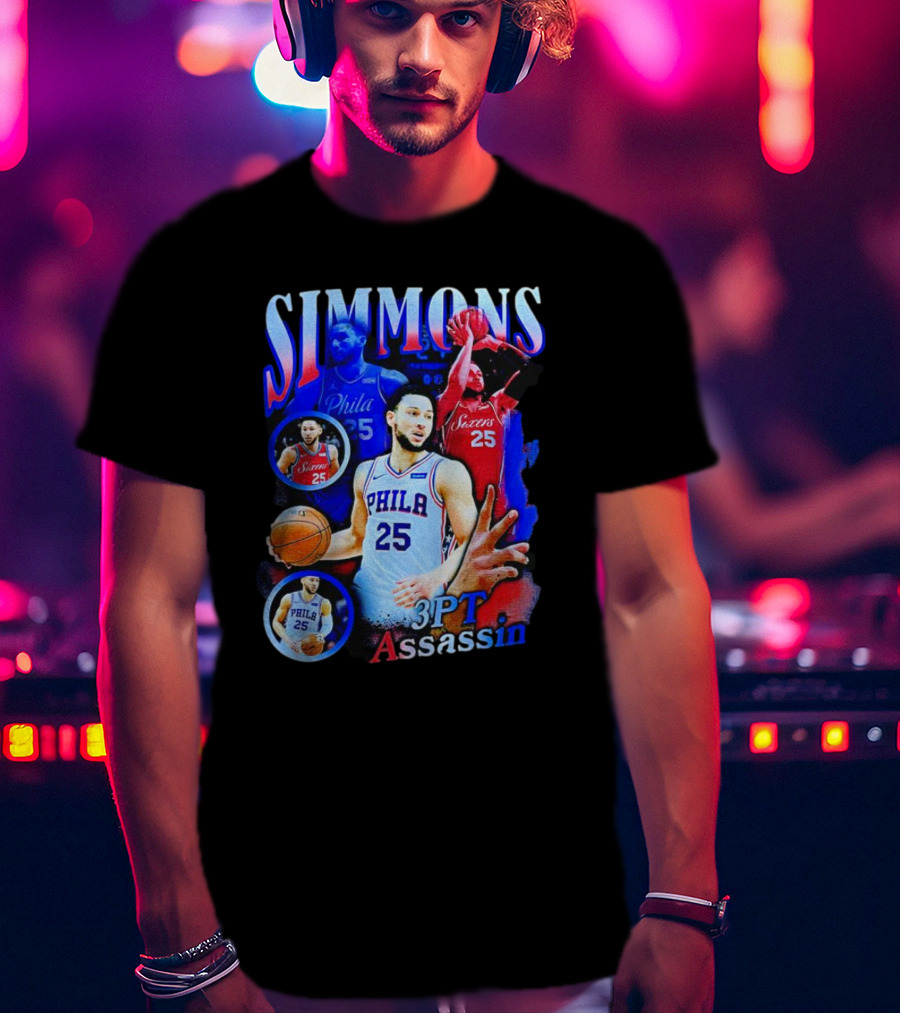 Simmons 3 Pt Assassin Philadelphia 25 Basketball Player T-Shirt