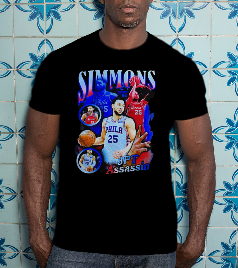 Simmons 3 Pt Assassin Philadelphia 25 Basketball Player T-Shirt