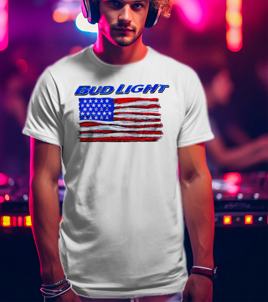 Bud Light American Flag Stars And Stripes Patriotic T-Shirt