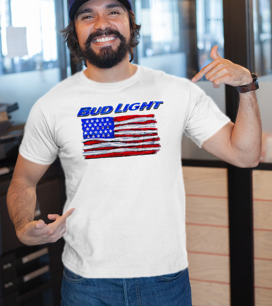 Bud Light American Flag Stars And Stripes Patriotic T-Shirt