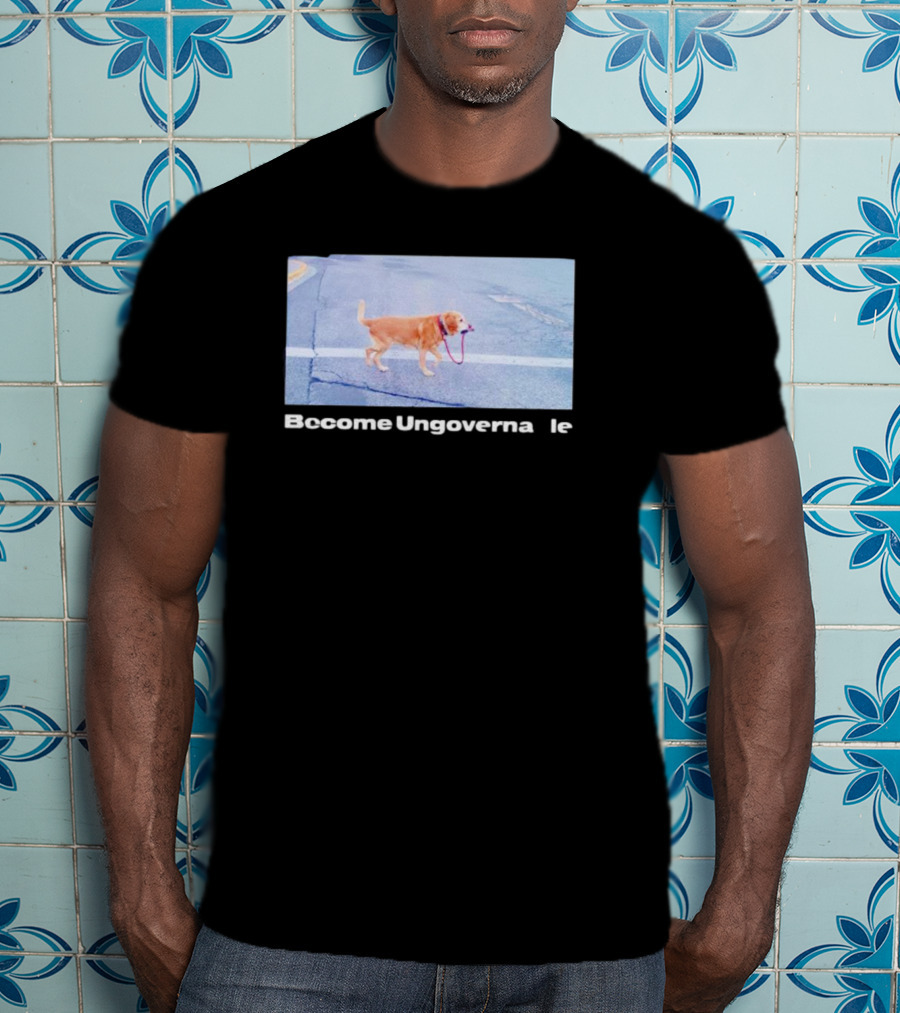 Dog Become Ungovernable Crossing Street With Leash In Mouth T-Shirt