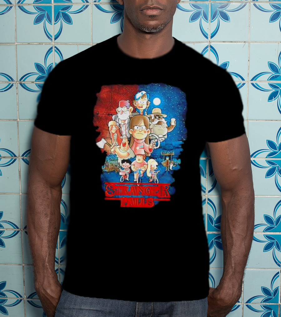 Stranger Falls Gravity Falls Parody Nighttime Adventure Scene T-Shirt