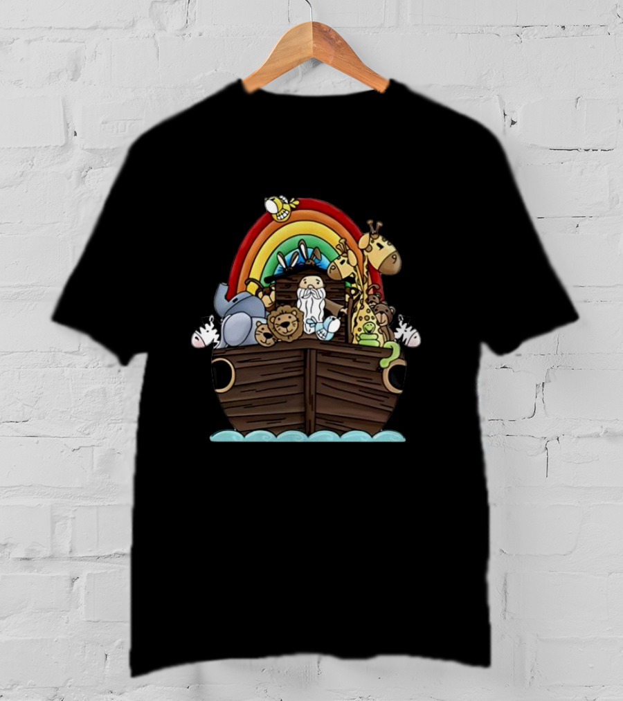 Cartoon Noah's Ark With Animals And Rainbow Infant T-Shirt