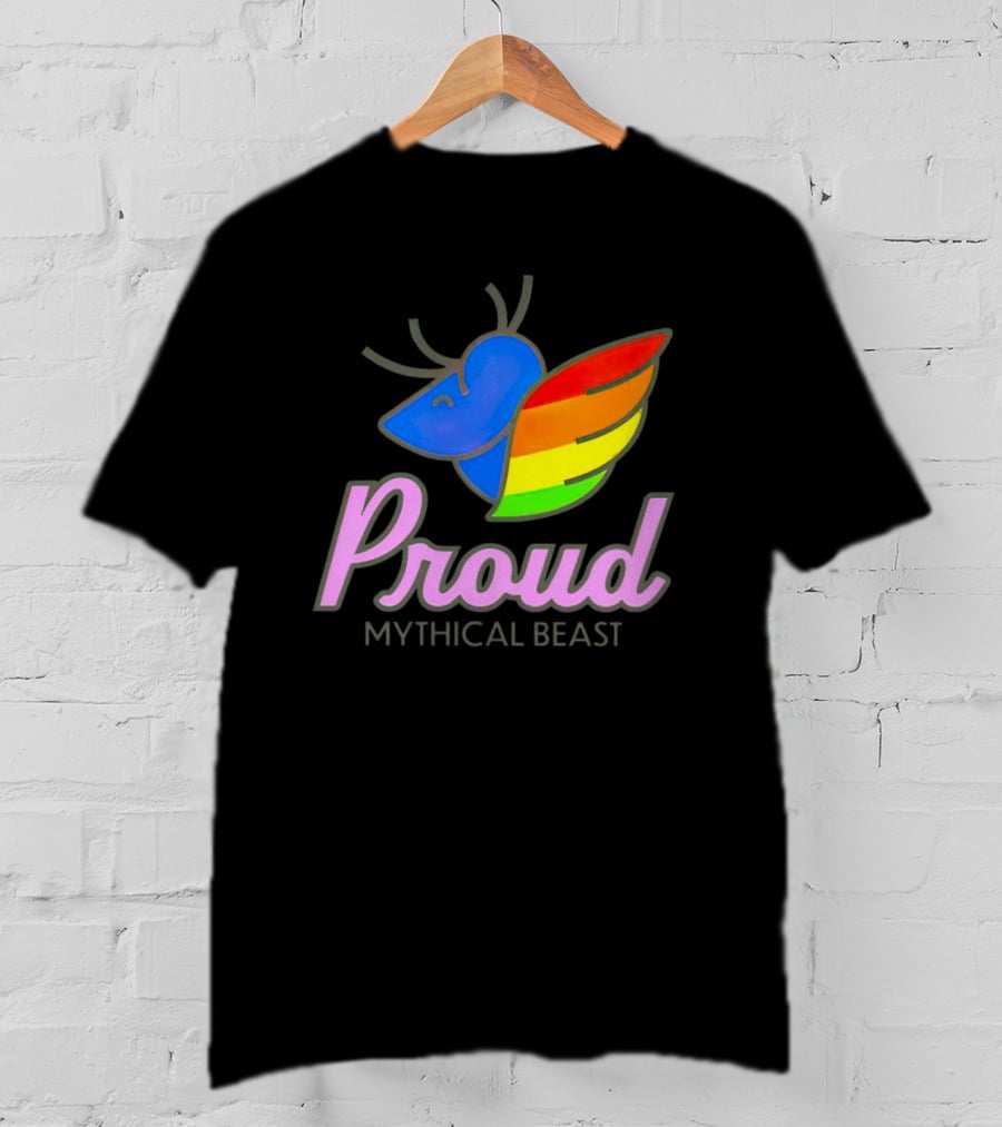 Proud Mythical Beast Rainbow Antler Wing T-Shirt