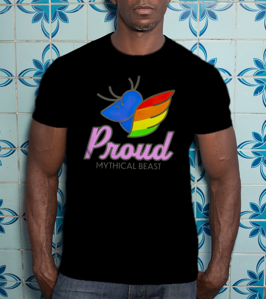 Proud Mythical Beast Rainbow Antler Wing T-Shirt