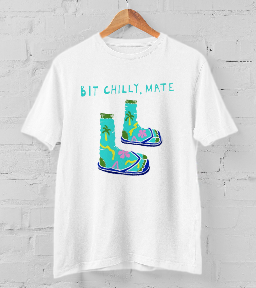 Bit Chilly Mate Tropical Socks And Sandals Combo T-Shirt