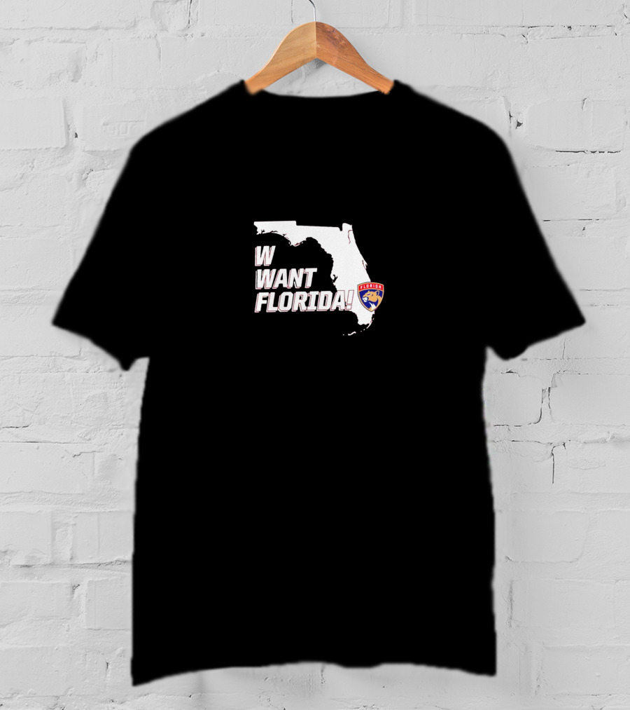 Florida Panthers W Want Florida Map T-Shirt