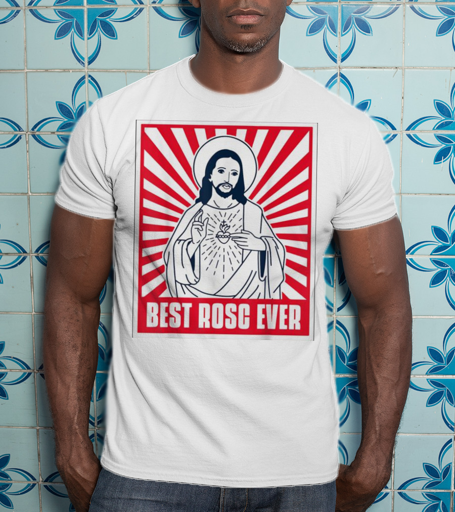 Jesus Best Rosc Ever Iconic Sacred Heart Red Sunburst T-Shirt