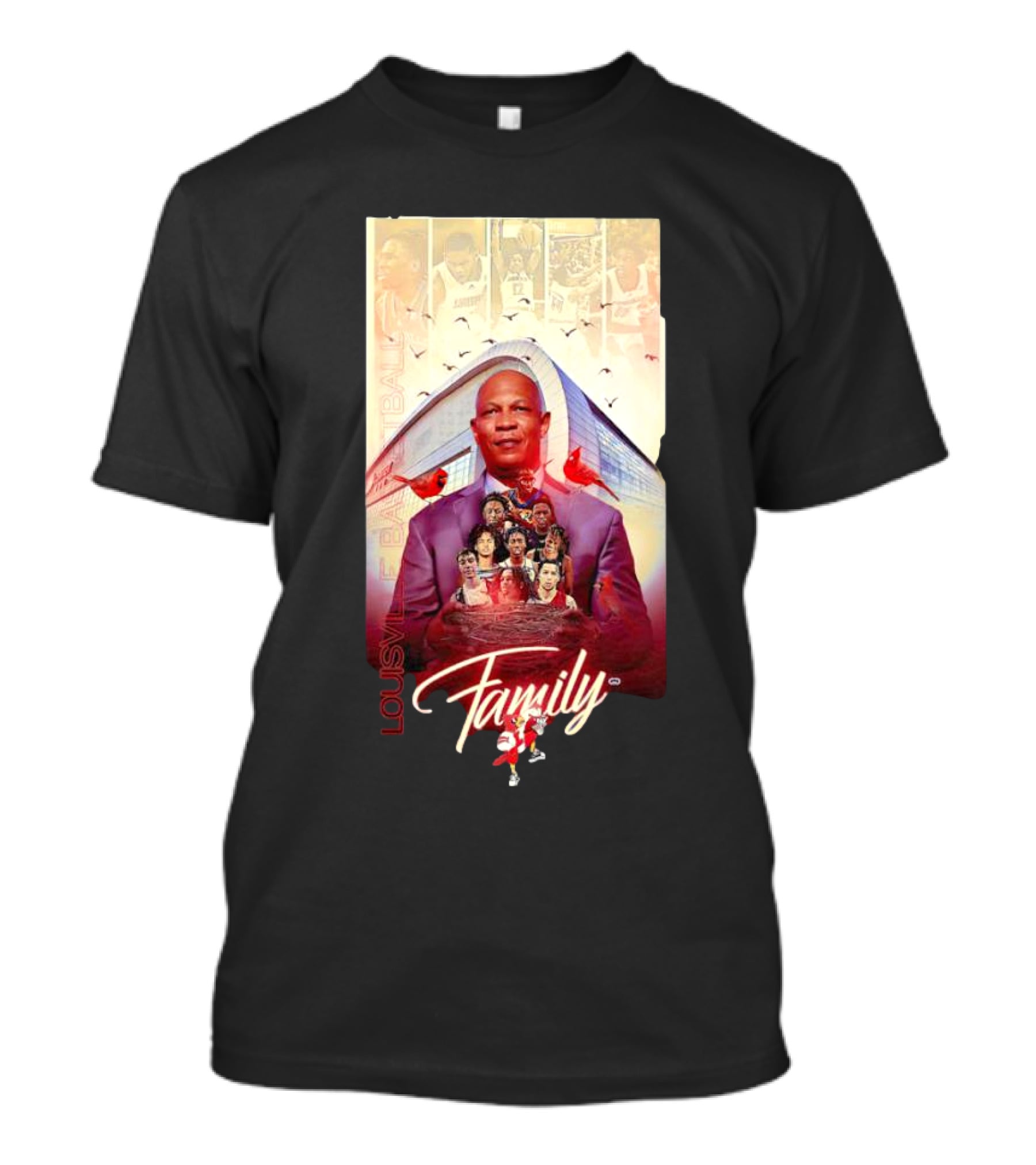 Louisville Basketball Family Collage With Cardinals And Players T-Shirt