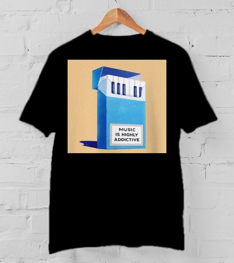 Music Is Highly Addictive Piano Cigarette Pack Visual T-Shirt