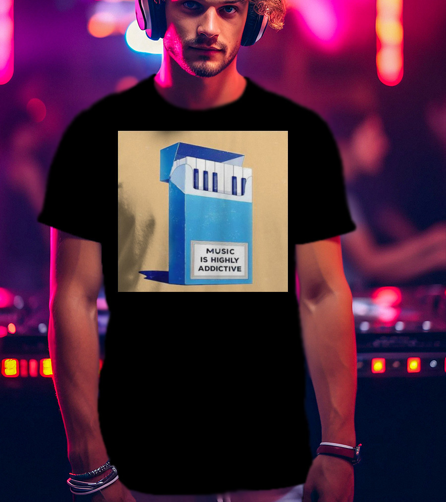 Music Is Highly Addictive Piano Cigarette Pack Visual T-Shirt
