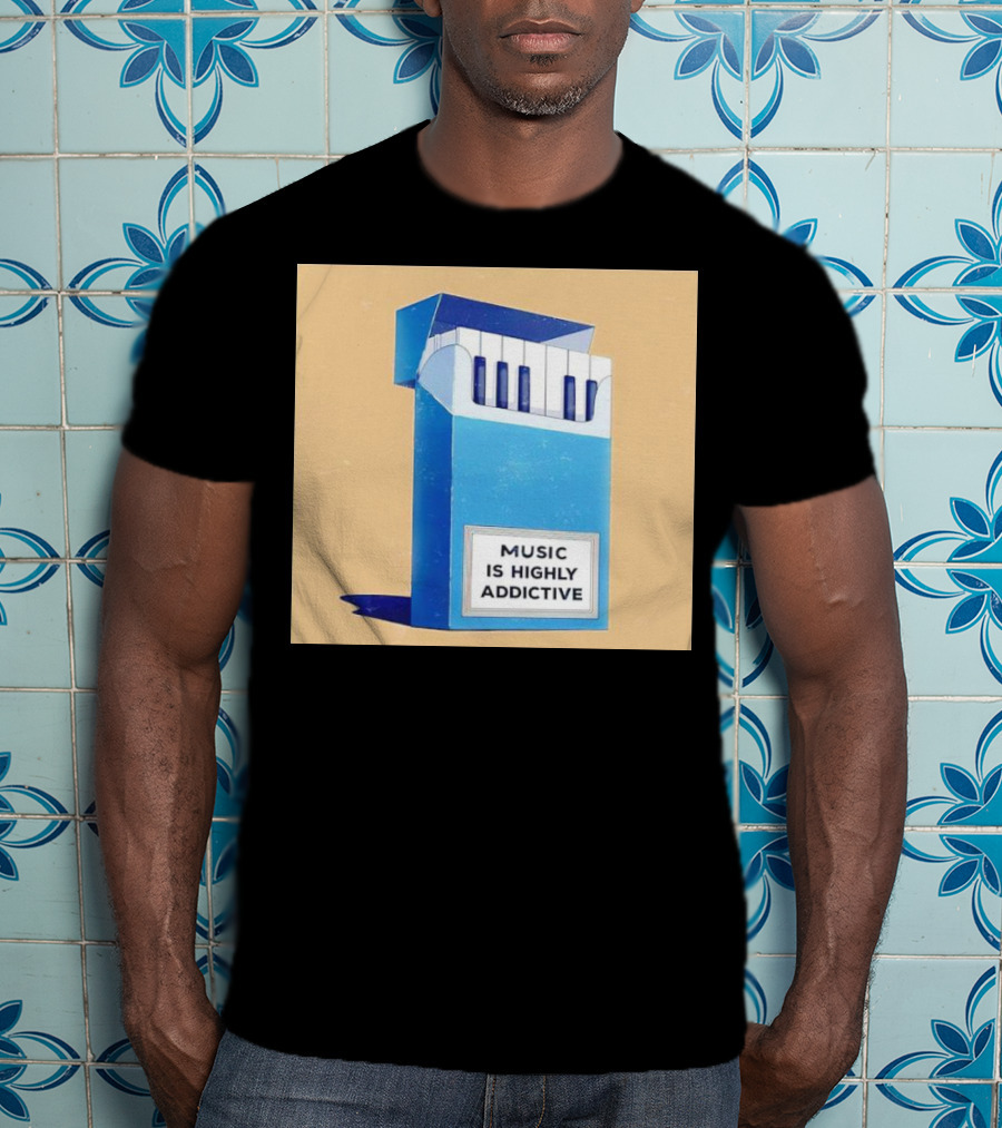 Music Is Highly Addictive Piano Cigarette Pack Visual T-Shirt
