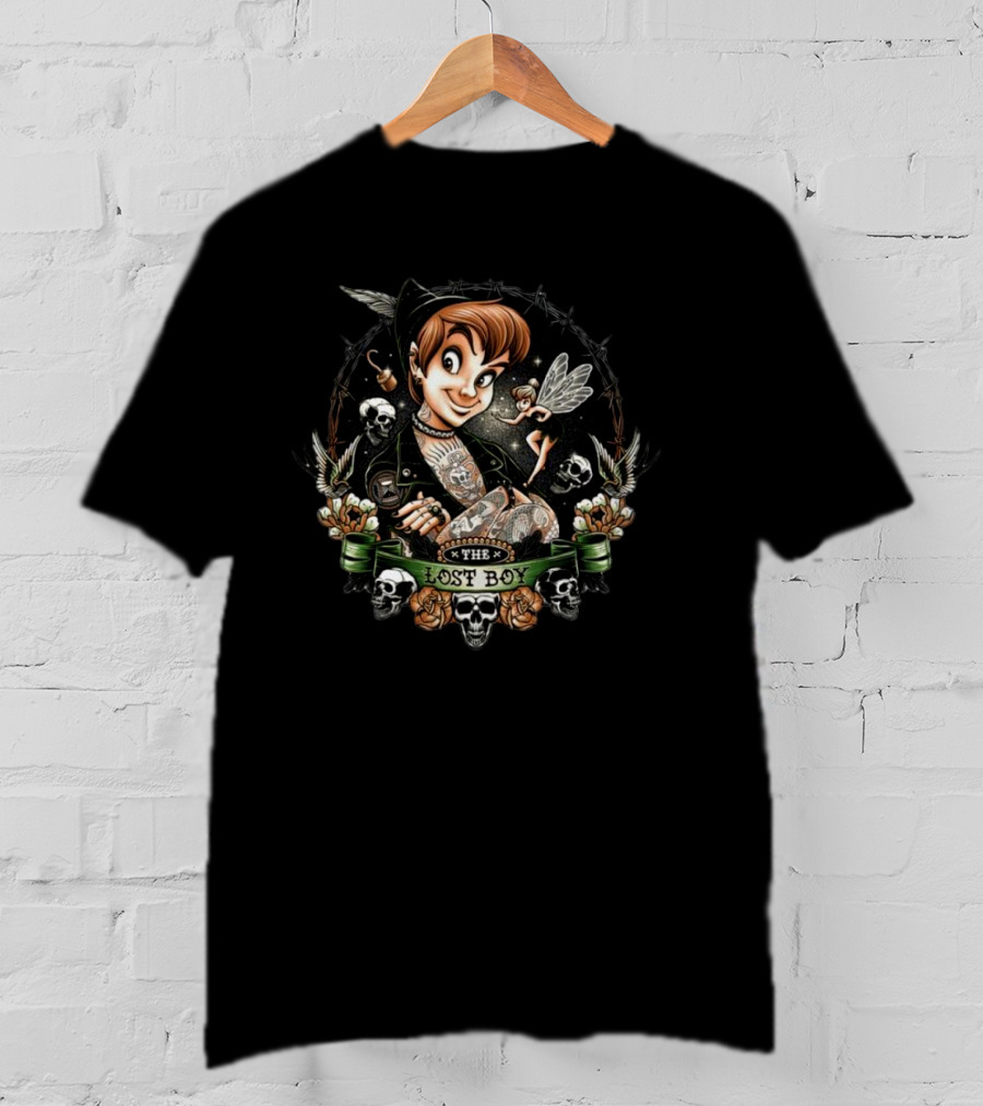 Peter Pan The Lost Boy Fairy Skulls Tattoo T-Shirt