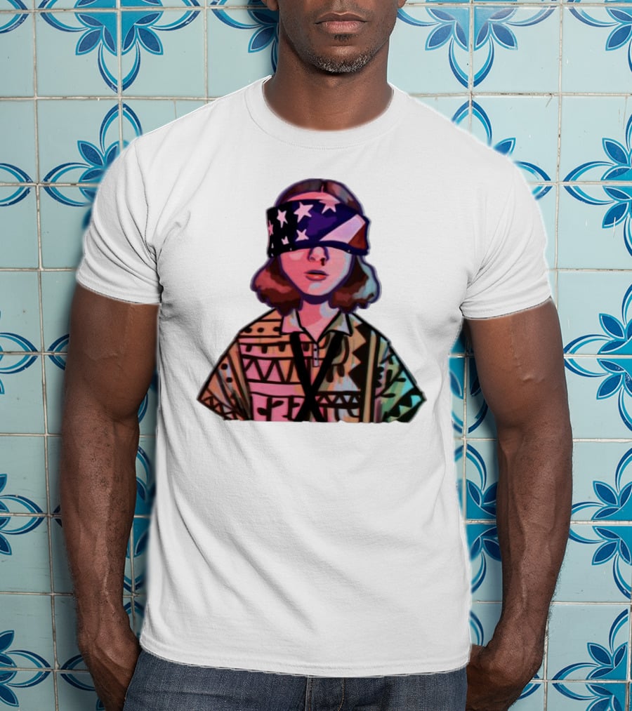 Stranger Things Season 3 Eleven Blindfolded American Flag T-Shirt