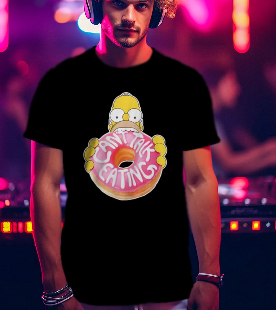 The Simpsons Homer Can't Talk Eating Donut T-Shirt