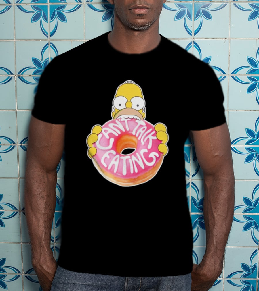 The Simpsons Homer Can't Talk Eating Donut T-Shirt