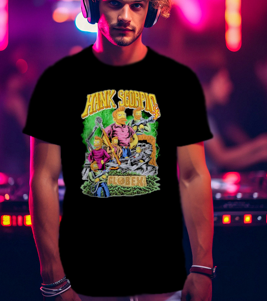 Hank Scorpio Globex Illustrated Character Group Scene T-Shirt