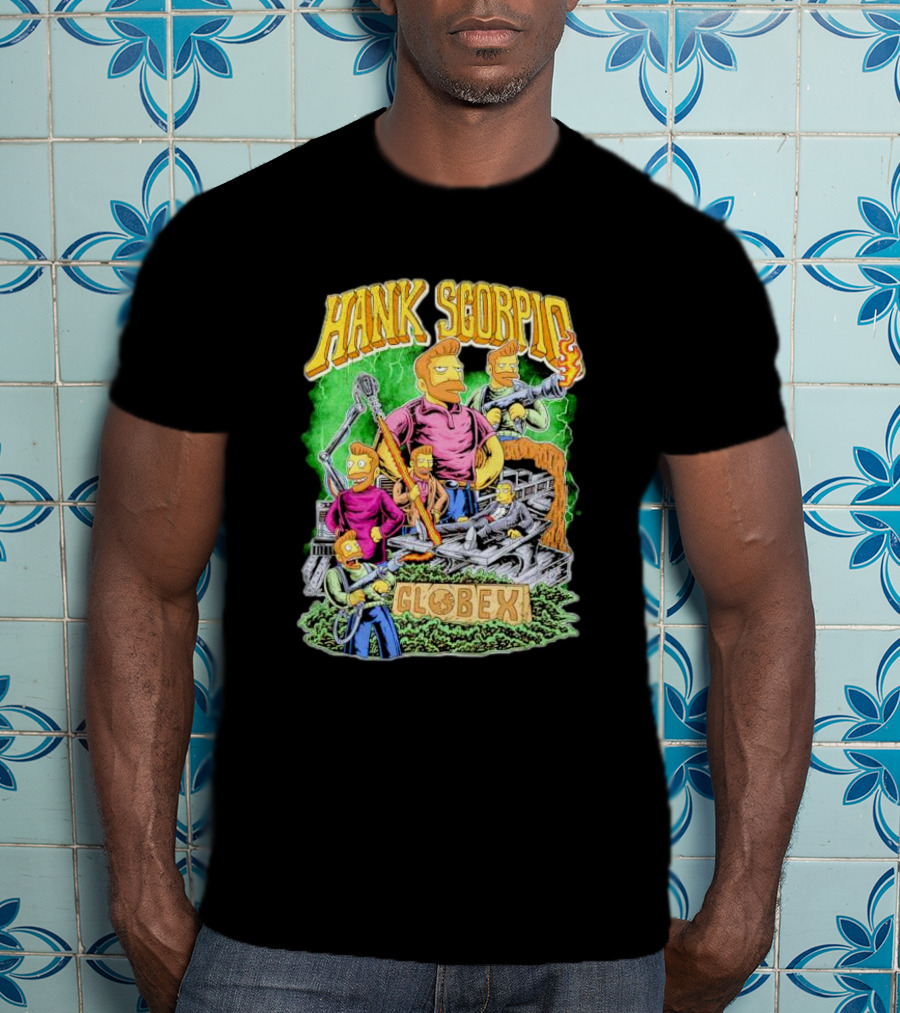 Hank Scorpio Globex Illustrated Character Group Scene T-Shirt