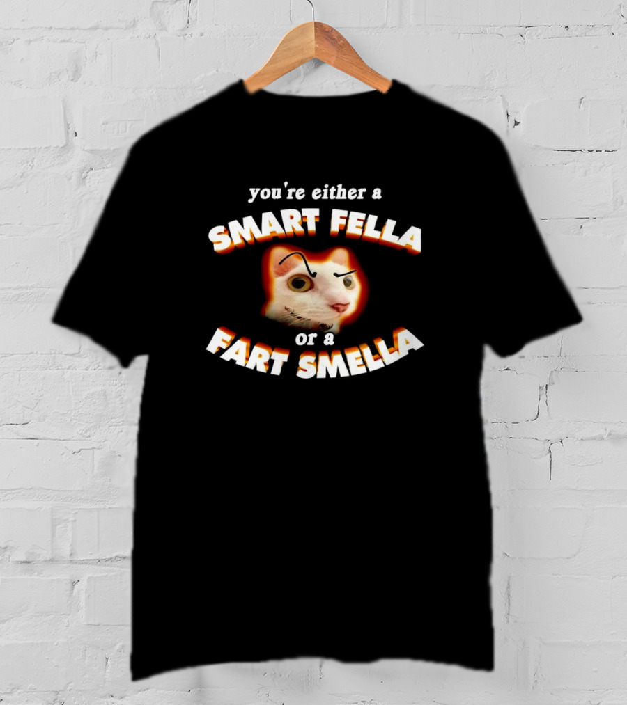 You're Either A Smart Fella Or A Fart Smella Cat Face T-Shirt