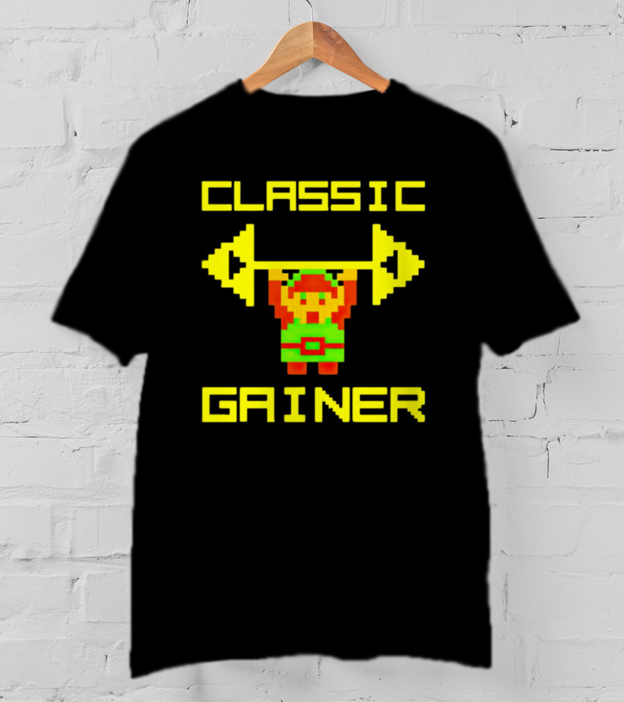 Classic Gainer Pixel Art Gym Game Workout T-Shirt