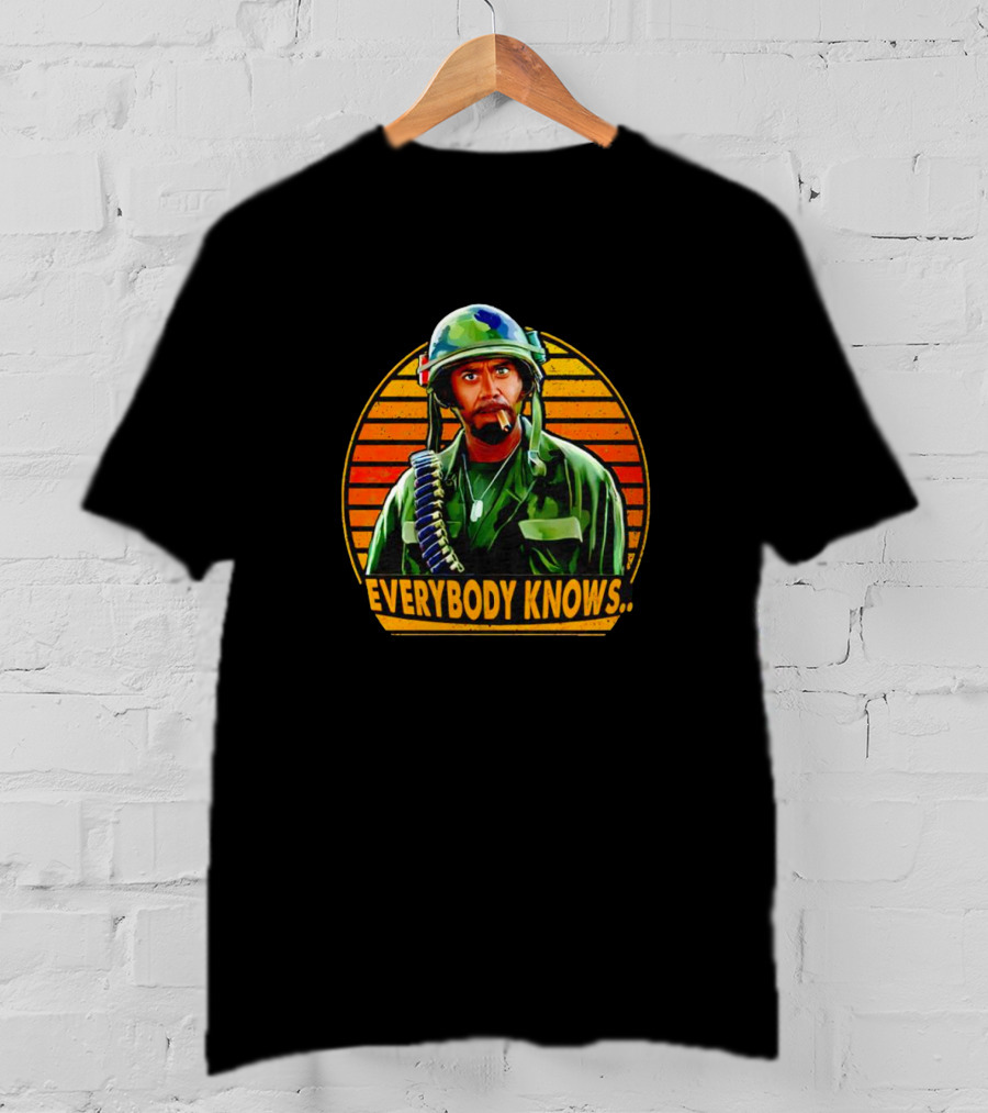 Everybody Knows Army Vintage Soldier Retro Sunset T-Shirt
