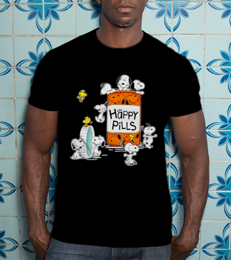 Happi Pills Snoopy Woodstock Cartoon Characters T-Shirt