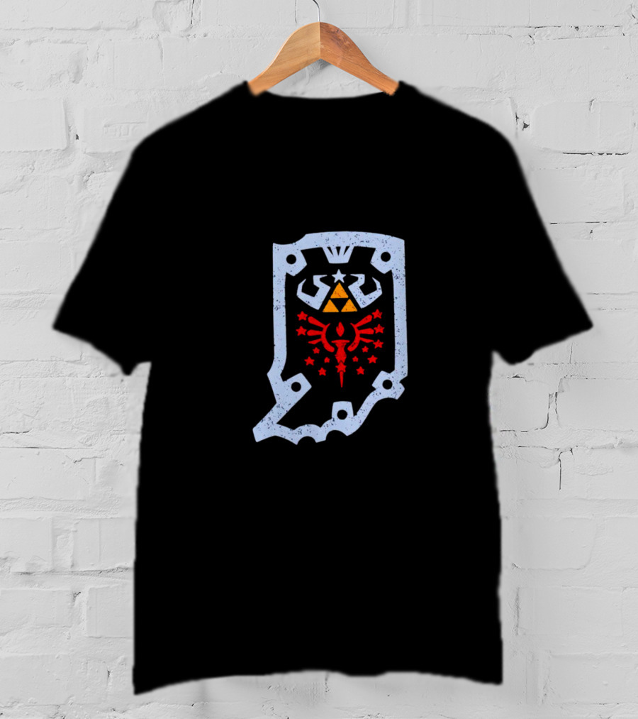 Hylian Hoosier Indiana Triforce Crest With Red Hyrule T-Shirt
