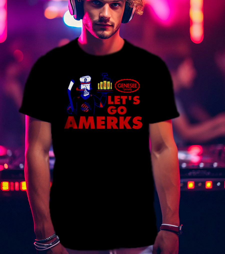 Let's Go Amerks Genesee Specialty Hockey Beer Sailor T-Shirt